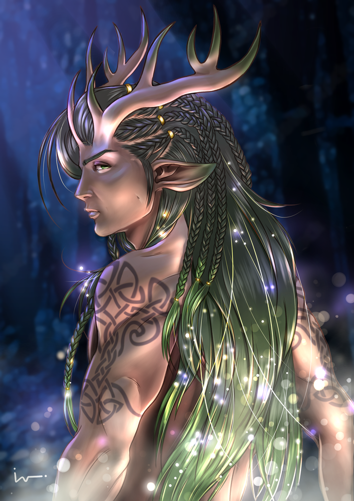 The Horned God of the forests and the Great Goddess Consort. Comission entry to November's Medibang ArtStreet October Contest.